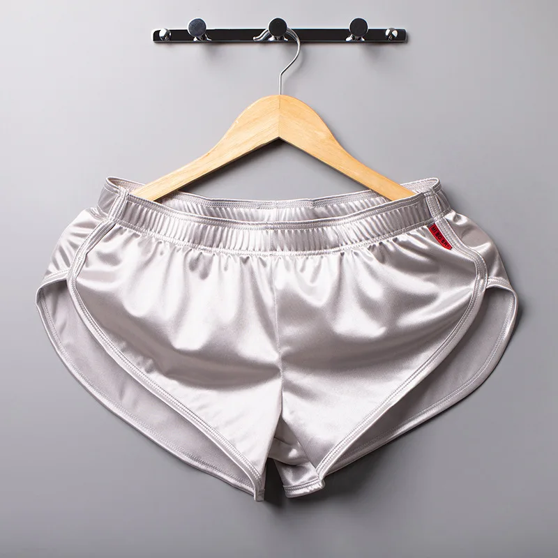 2PC Men's underwear Arrowhead Boxer plus size sports underwear silky pajamas home pants men's shorts Underwear Boxers Men's Boxer Trunks Smooth Satin Pajamas Shorts Side Split Lounge Boxershorts