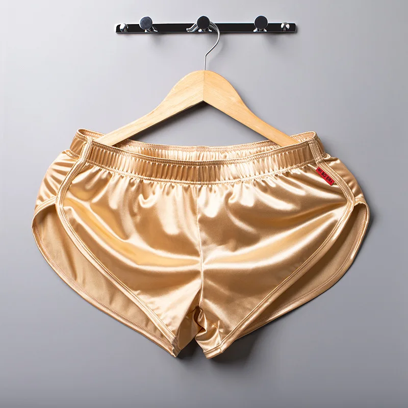 2PC Men's underwear Arrowhead Boxer plus size sports underwear silky pajamas home pants men's shorts Underwear Boxers Men's Boxer Trunks Smooth Satin Pajamas Shorts Side Split Lounge Boxershorts
