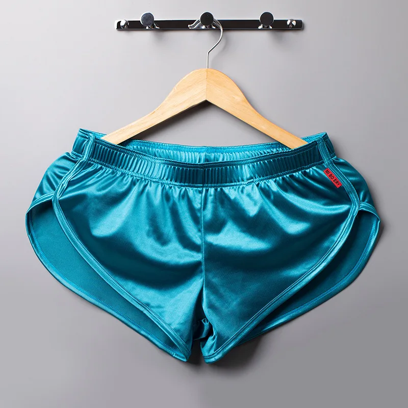 2PC Men's underwear Arrowhead Boxer plus size sports underwear silky pajamas home pants men's shorts Underwear Boxers Men's Boxer Trunks Smooth Satin Pajamas Shorts Side Split Lounge Boxershorts