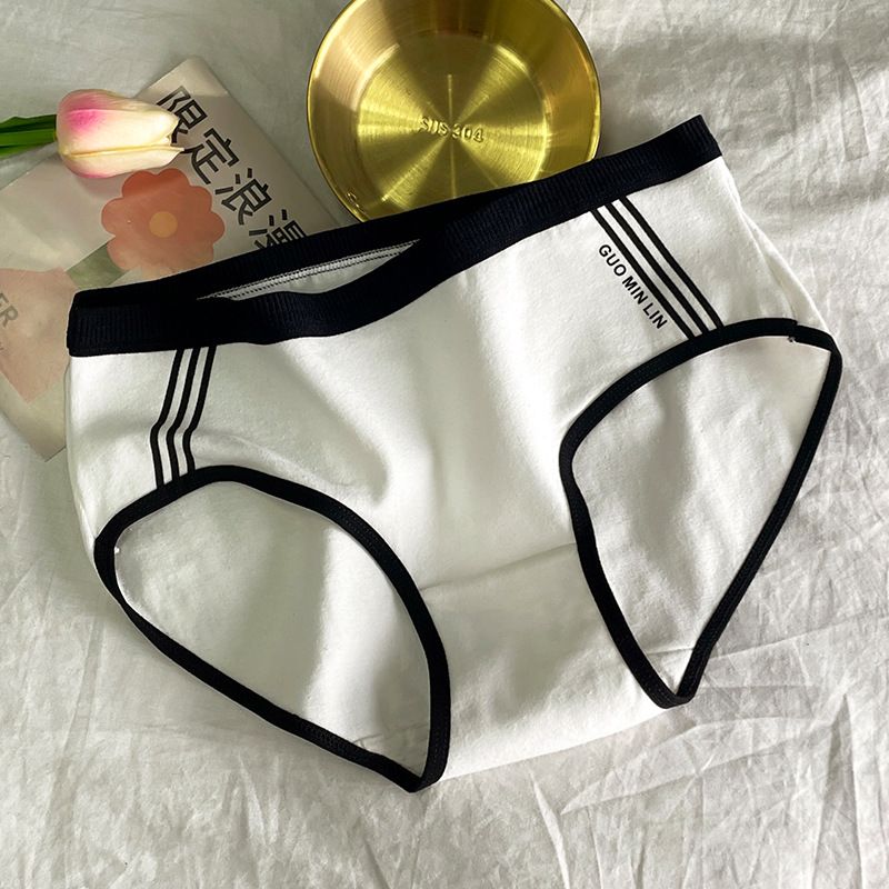 3Pcs/Set Cotton Panties Mid-Waist Women's Underwear Female Breathable Underpants Girls Solid Color Briefs Short Sexy Lingerie Cotton Panties Women's Briefs Sexy Underpants Black White Female Linger