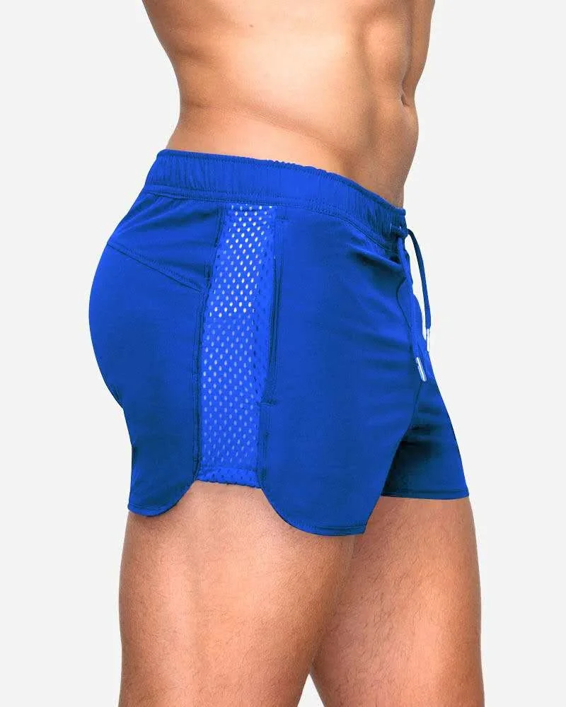 Fitness Running Shorts Men Quick Dry Mesh Training Sports Gym Shorts Sport Jogging Short Pants with Pockets Summer Shorts Men‘s Elastic mesh quick-drying fitness training sprint sports shorts