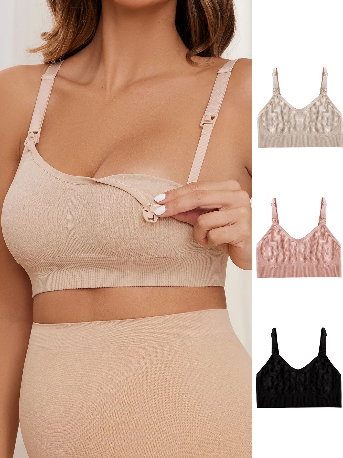 2 PCS High Quality Maternity Nursing Bras Cotton Breastfeeding Pregnant Underwear Seamless Large Size Breathable Bra Push Up Maternity Bras Wirefree Nursing Bra Pregnancy Clothes Prevent Sagging Breas