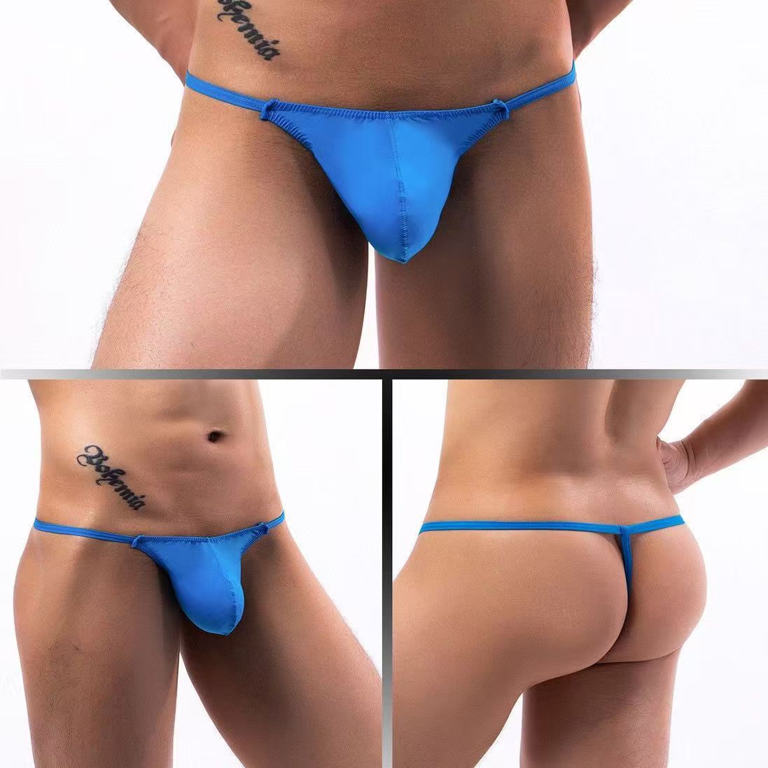 3PCS Men Thongs and G Strings Underwear Low Rise Solid Briefs Penis Hipster Jockstrap Lingerie Tanga Hombre Sexy Breathable Thong