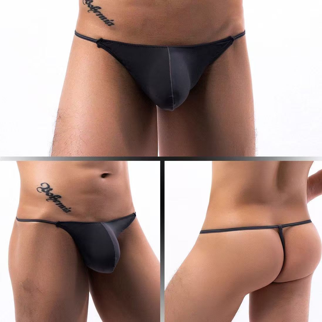 3PCS Men Thongs and G Strings Underwear Low Rise Solid Briefs Penis Hipster Jockstrap Lingerie Tanga Hombre Sexy Breathable Thong