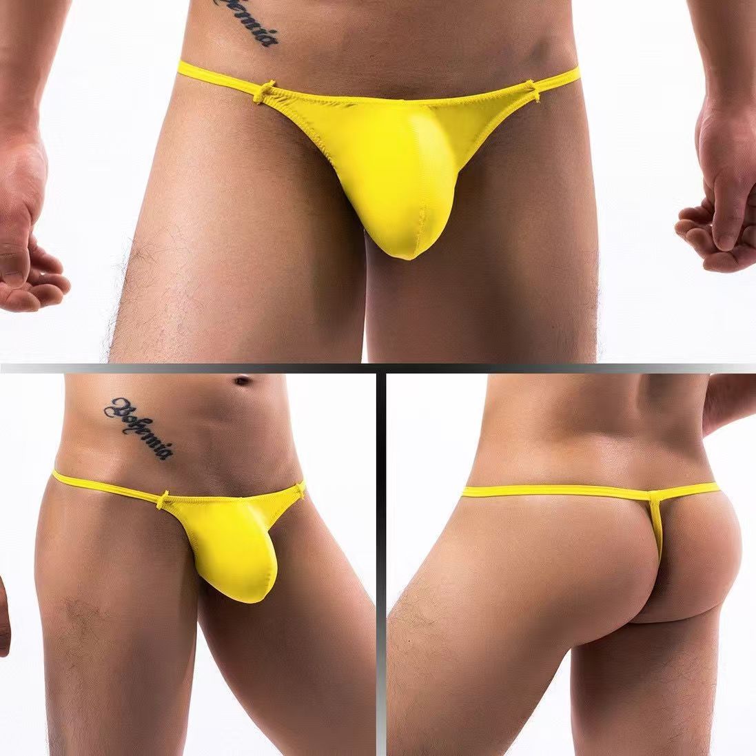 3PCS Men Thongs and G Strings Underwear Low Rise Solid Briefs Penis Hipster Jockstrap Lingerie Tanga Hombre Sexy Breathable Thong