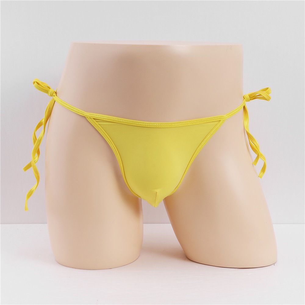 2 PCS Sexy Men's Thongs Viscose Lacing Up Breathable Ultra Low Waist Backless Briefs Underpants Thong Man Underwear For Men