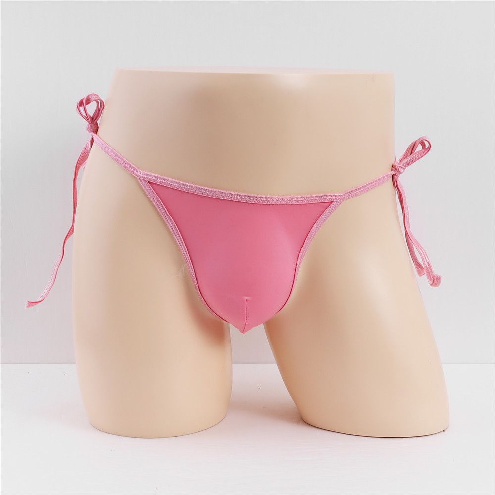 2 PCS Sexy Men's Thongs Viscose Lacing Up Breathable Ultra Low Waist Backless Briefs Underpants Thong Man Underwear For Men