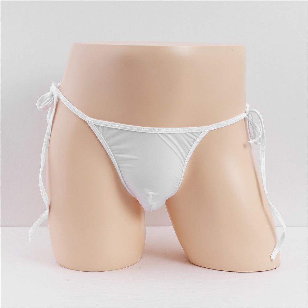 2 PCS Sexy Men's Thongs Viscose Lacing Up Breathable Ultra Low Waist Backless Briefs Underpants Thong Man Underwear For Men