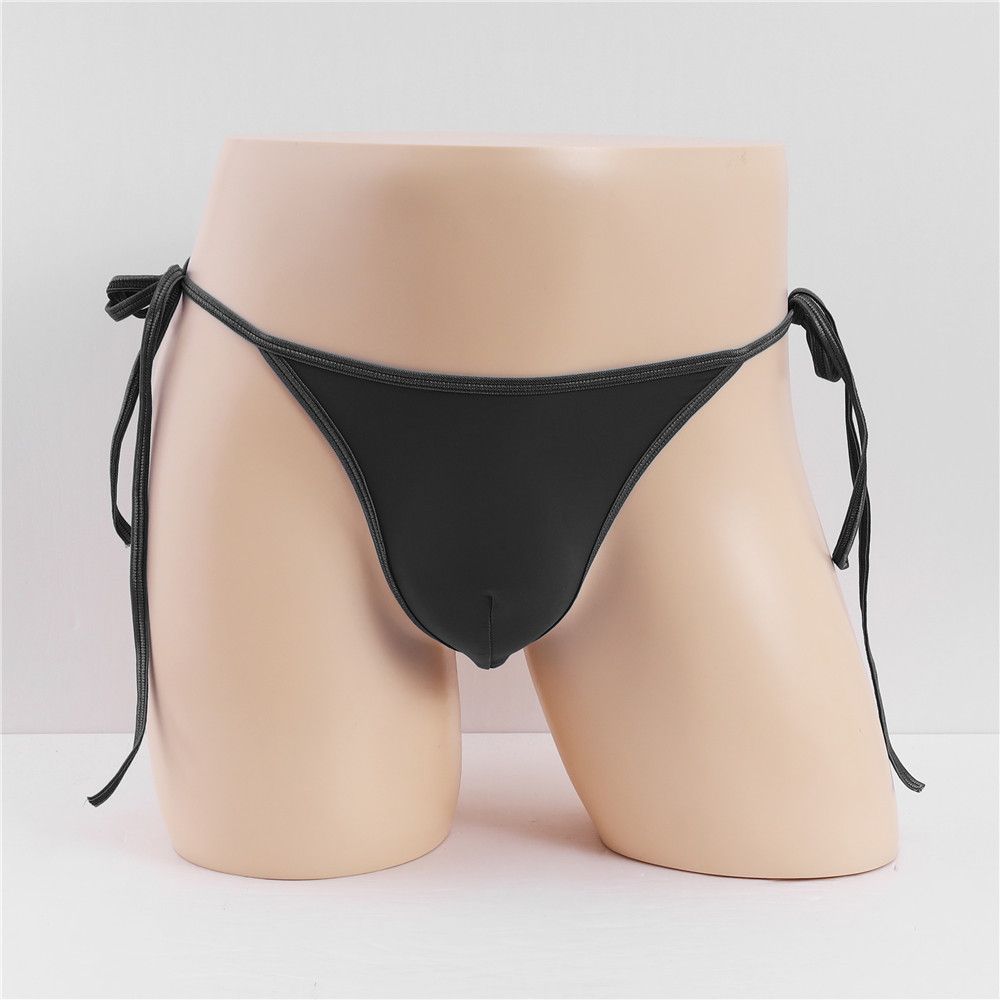 2 PCS Sexy Men's Thongs Viscose Lacing Up Breathable Ultra Low Waist Backless Briefs Underpants Thong Man Underwear For Men