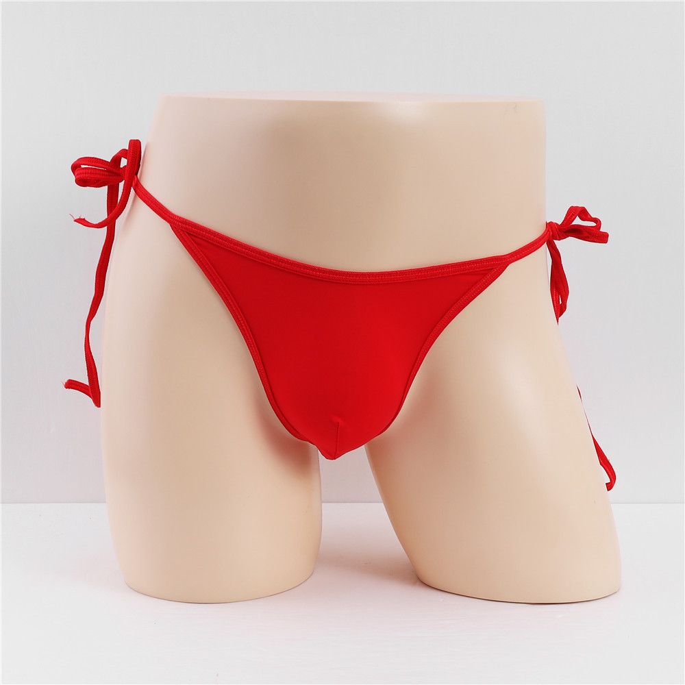 2 PCS Sexy Men's Thongs Viscose Lacing Up Breathable Ultra Low Waist Backless Briefs Underpants Thong Man Underwear For Men