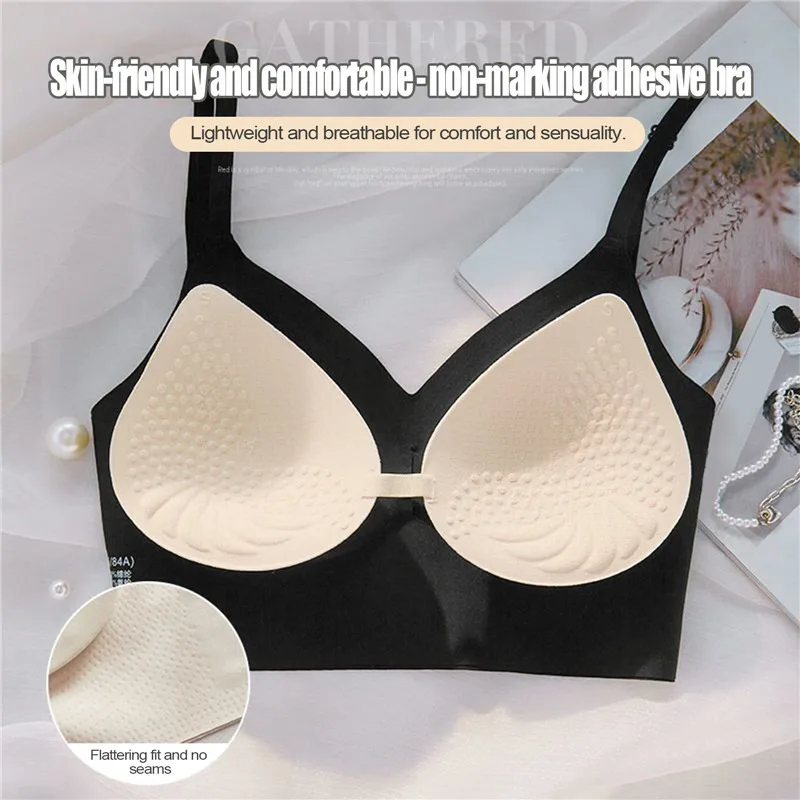 Women Invisible Bra Deep U Plunge Bras Backless Top for Dresses Lingerie with Transparent Strap Push Up Strapless Underwea Backless U-shaped Beautiful Back Sling Underwear Seamless Small Chest
