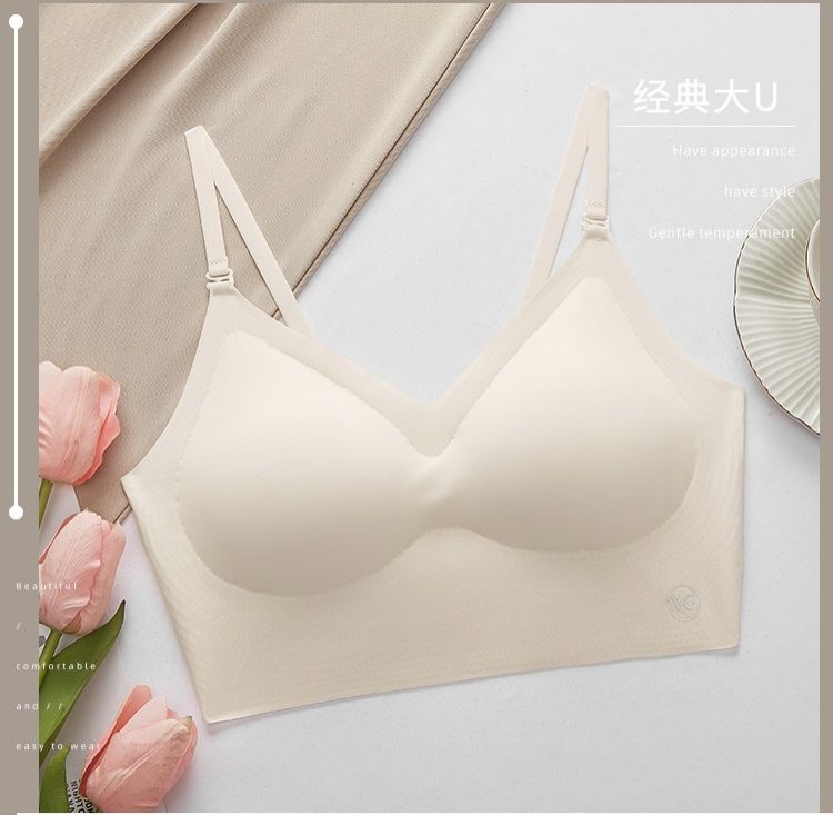 Women Invisible Bra Deep U Plunge Bras Backless Top for Dresses Lingerie with Transparent Strap Push Up Strapless Underwea Backless U-shaped Beautiful Back Sling Underwear Seamless Small Chest