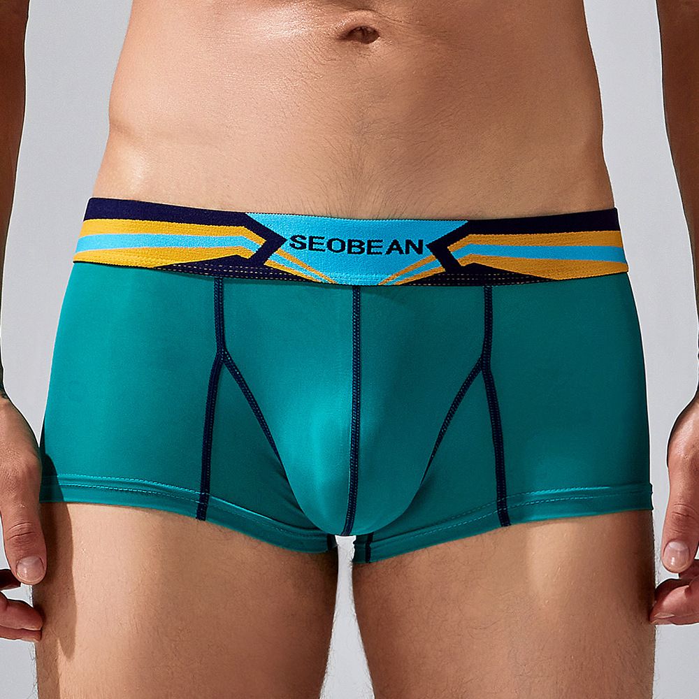 2PCS Thin Breathable Cotton Men Boxer Shorts Trendy Print Male Boxer Knickers Seamless Men's Underwear Comfort Men Boxers Shorts Digital print Men Sexy Boxer Cotton fashion U convex pouch male gay