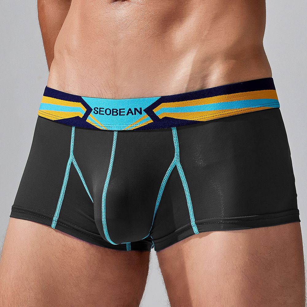 2PCS Thin Breathable Cotton Men Boxer Shorts Trendy Print Male Boxer Knickers Seamless Men's Underwear Comfort Men Boxers Shorts Digital print Men Sexy Boxer Cotton fashion U convex pouch male gay