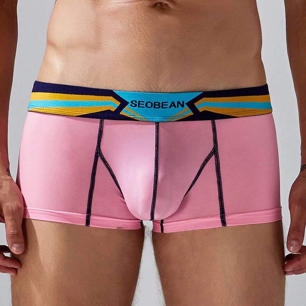 2PCS Thin Breathable Cotton Men Boxer Shorts Trendy Print Male Boxer Knickers Seamless Men's Underwear Comfort Men Boxers Shorts Digital print Men Sexy Boxer Cotton fashion U convex pouch male gay