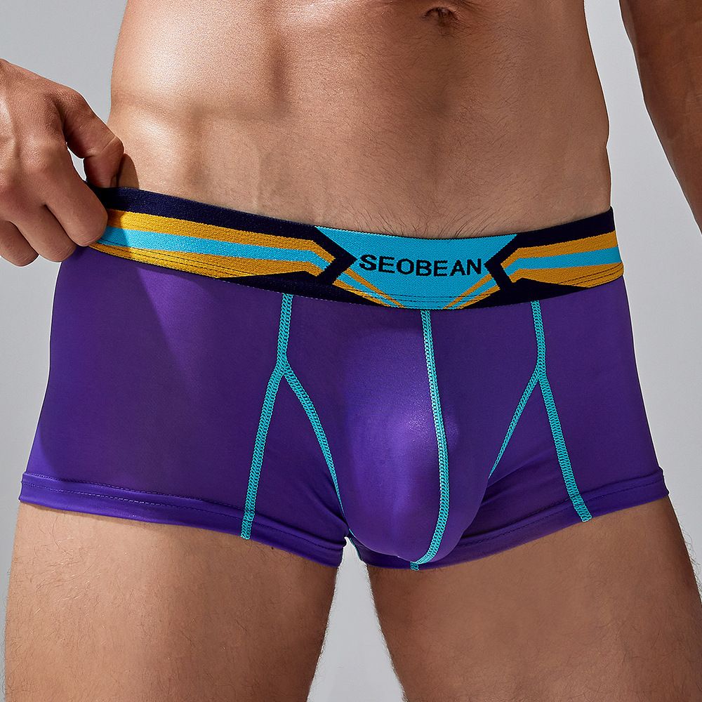 2PCS Thin Breathable Cotton Men Boxer Shorts Trendy Print Male Boxer Knickers Seamless Men's Underwear Comfort Men Boxers Shorts Digital print Men Sexy Boxer Cotton fashion U convex pouch male gay