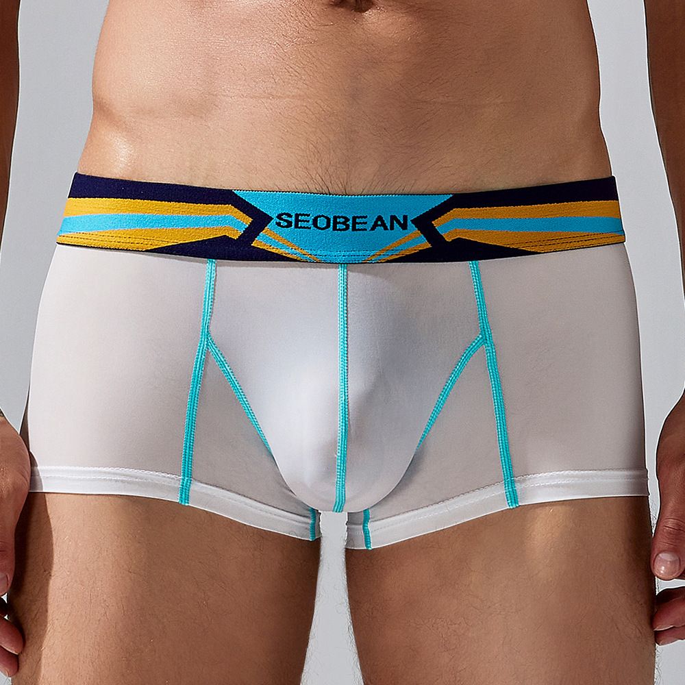 2PCS Thin Breathable Cotton Men Boxer Shorts Trendy Print Male Boxer Knickers Seamless Men's Underwear Comfort Men Boxers Shorts Digital print Men Sexy Boxer Cotton fashion U convex pouch male gay