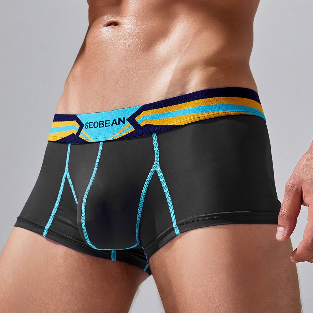 2PCS Thin Breathable Cotton Men Boxer Shorts Trendy Print Male Boxer Knickers Seamless Men's Underwear Comfort Men Boxers Shorts Digital print Men Sexy Boxer Cotton fashion U convex pouch male gay