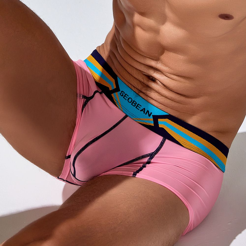 2PCS Thin Breathable Cotton Men Boxer Shorts Trendy Print Male Boxer Knickers Seamless Men's Underwear Comfort Men Boxers Shorts Digital print Men Sexy Boxer Cotton fashion U convex pouch male gay