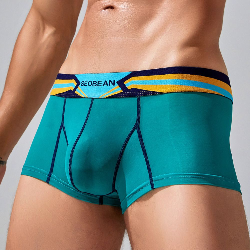 2PCS Thin Breathable Cotton Men Boxer Shorts Trendy Print Male Boxer Knickers Seamless Men's Underwear Comfort Men Boxers Shorts Digital print Men Sexy Boxer Cotton fashion U convex pouch male gay