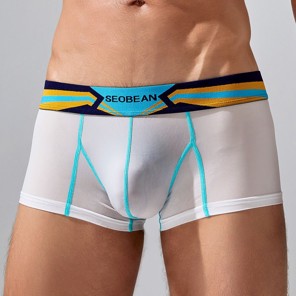2PCS Thin Breathable Cotton Men Boxer Shorts Trendy Print Male Boxer Knickers Seamless Men's Underwear Comfort Men Boxers Shorts Digital print Men Sexy Boxer Cotton fashion U convex pouch male gay
