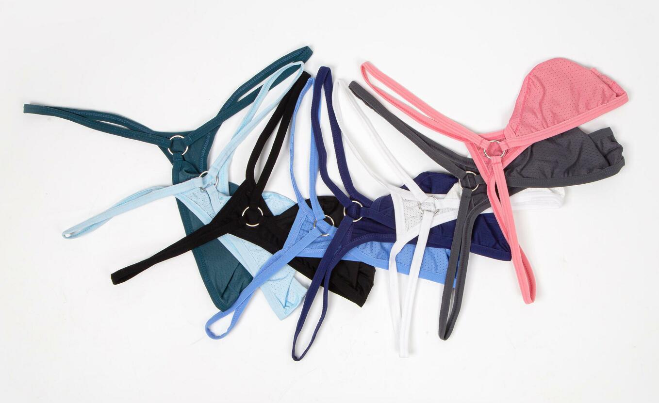 4PCS Men's G-strings Fashion Low Rise Sexy Crotchless Underwear Thong Solid Color Hollow Briefs Male Underpants New Briefs Mens Sexy Thong Panties Bikini G String