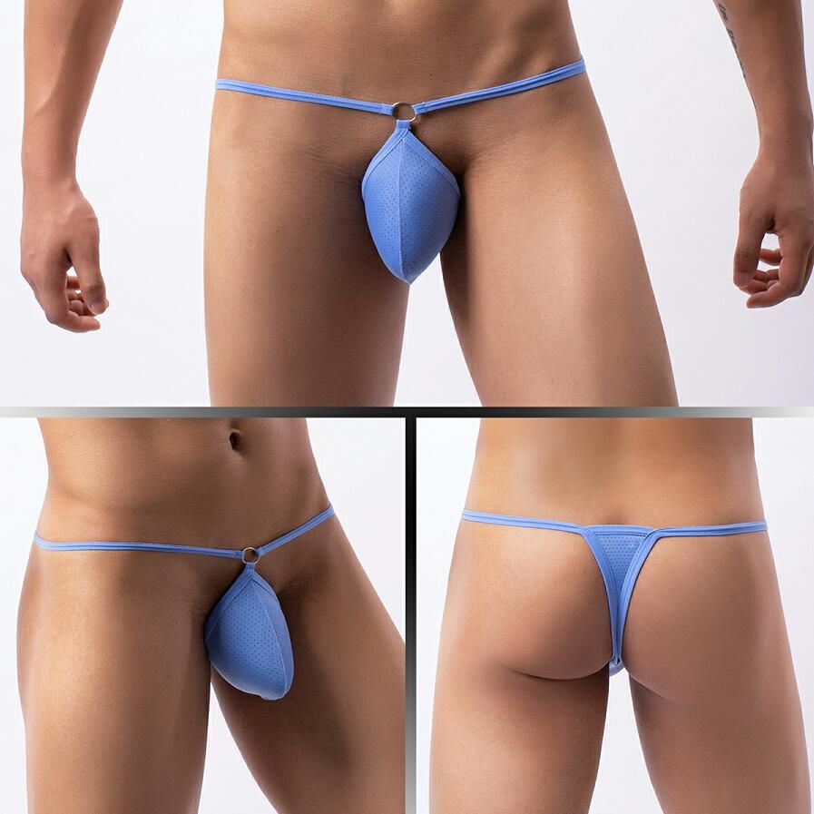 4PCS Men's G-strings Fashion Low Rise Sexy Crotchless Underwear Thong Solid Color Hollow Briefs Male Underpants New Briefs Mens Sexy Thong Panties Bikini G String