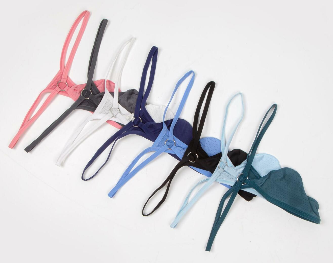 4PCS Men's G-strings Fashion Low Rise Sexy Crotchless Underwear Thong Solid Color Hollow Briefs Male Underpants New Briefs Mens Sexy Thong Panties Bikini G String