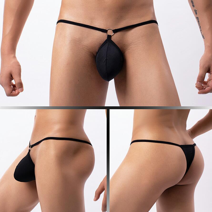 4PCS Men's G-strings Fashion Low Rise Sexy Crotchless Underwear Thong Solid Color Hollow Briefs Male Underpants New Briefs Mens Sexy Thong Panties Bikini G String