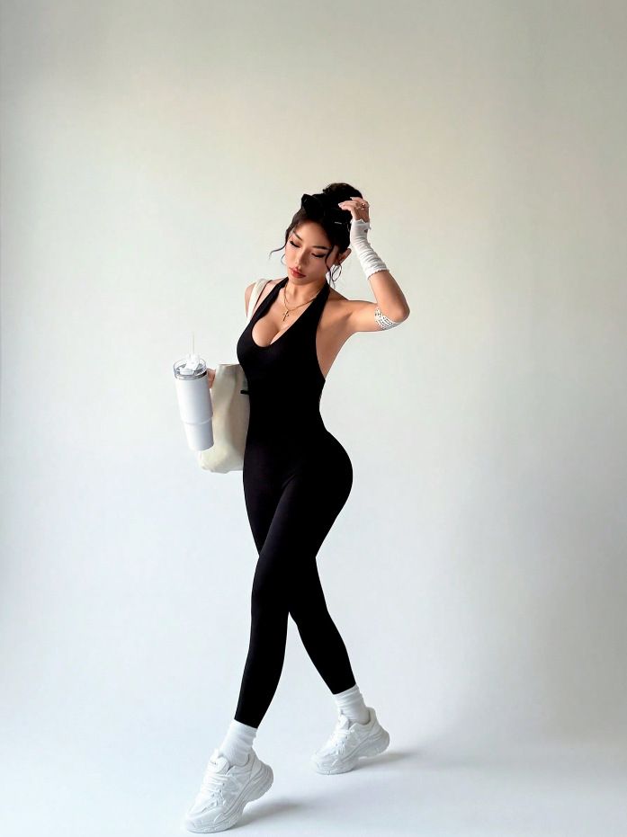 Bodycon Jumpsuit Women Full Seasons Casual Fitness Sporty Playsuit Sleeveless Slim Activewear All In One Jumpsuit Clothing Lady Shapewear Women Built- In Bra Bodycon Sleeveless Summer Romp