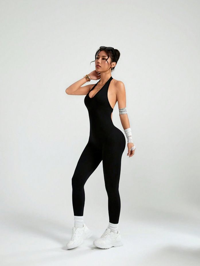 Bodycon Jumpsuit Women Full Seasons Casual Fitness Sporty Playsuit Sleeveless Slim Activewear All In One Jumpsuit Clothing Lady Shapewear Women Built- In Bra Bodycon Sleeveless Summer Romp