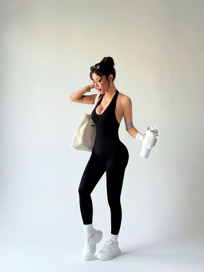 Bodycon Jumpsuit Women Full Seasons Casual Fitness Sporty Playsuit Sleeveless Slim Activewear All In One Jumpsuit Clothing Lady Shapewear Women Built- In Bra Bodycon Sleeveless Summer Romp