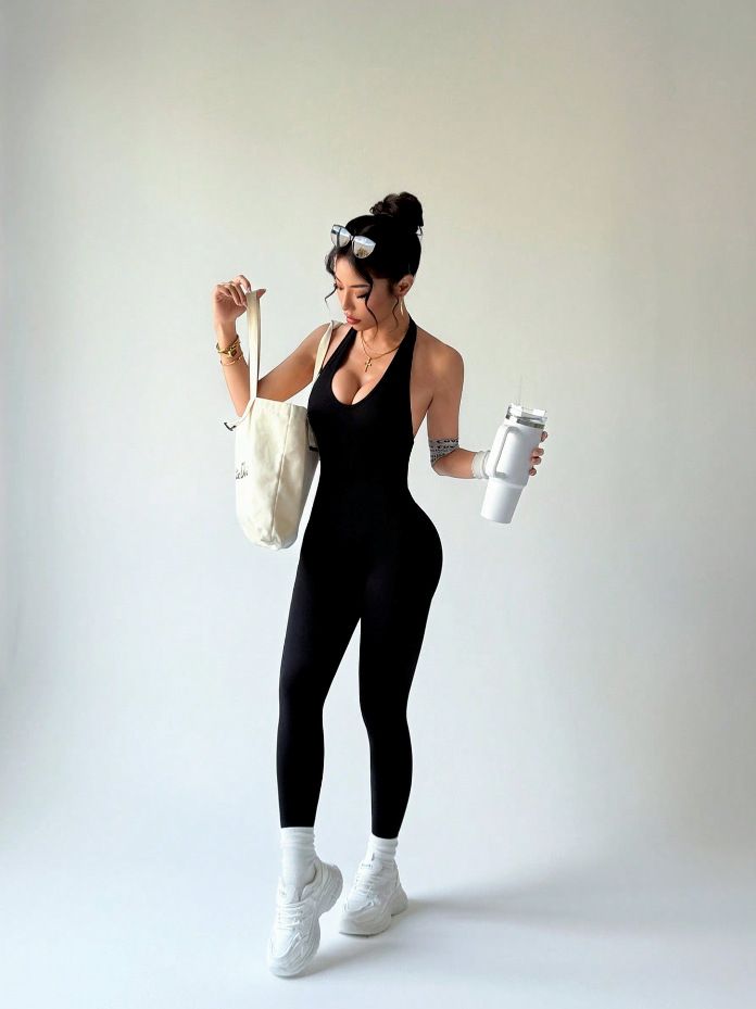 Bodycon Jumpsuit Women Full Seasons Casual Fitness Sporty Playsuit Sleeveless Slim Activewear All In One Jumpsuit Clothing Lady Shapewear Women Built- In Bra Bodycon Sleeveless Summer Romp