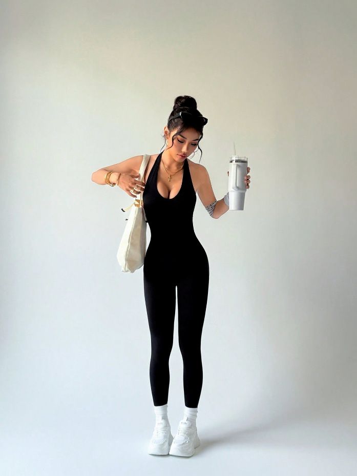 Bodycon Jumpsuit Women Full Seasons Casual Fitness Sporty Playsuit Sleeveless Slim Activewear All In One Jumpsuit Clothing Lady Shapewear Women Built- In Bra Bodycon Sleeveless Summer Romp