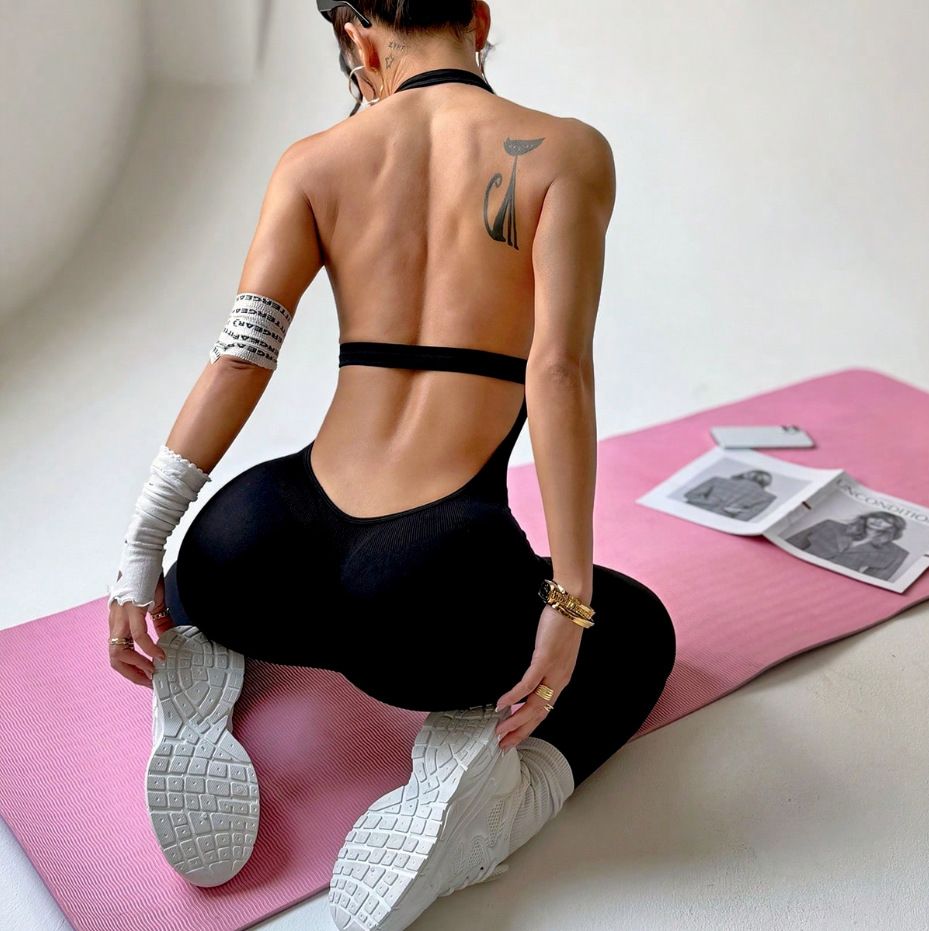 Bodycon Jumpsuit Women Full Seasons Casual Fitness Sporty Playsuit Sleeveless Slim Activewear All In One Jumpsuit Clothing Lady Shapewear Women Built- In Bra Bodycon Sleeveless Summer Romp