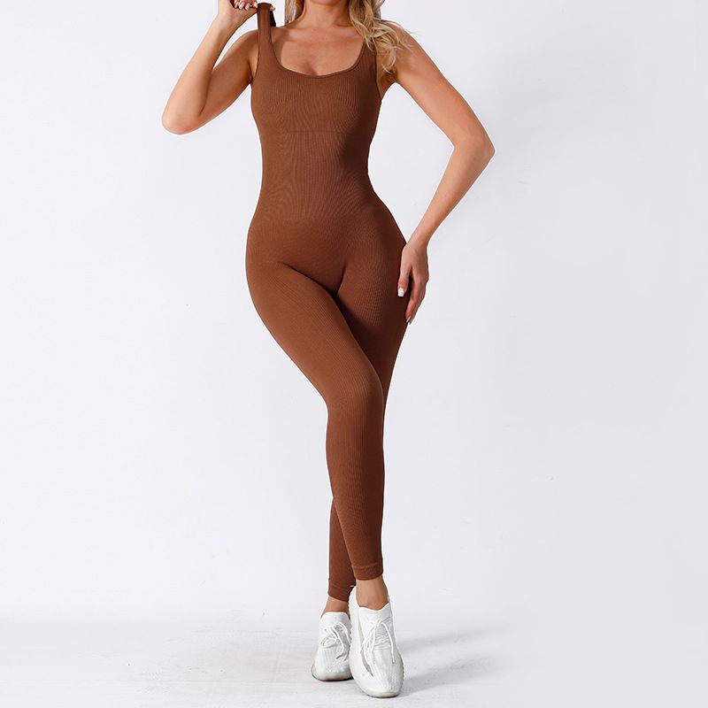 Shapewear Jumpsuits for Women Built- In Bra Bodycon Square Neck Sleeveless Summer Rompers Ribbed Jumpsuit