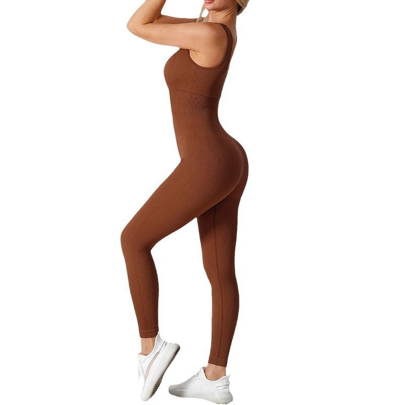 Shapewear Jumpsuits for Women Built- In Bra Bodycon Square Neck Sleeveless Summer Rompers Ribbed Jumpsuit