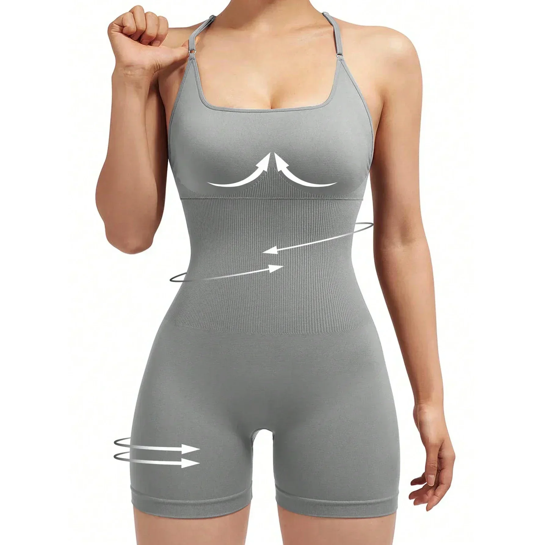 Yoga Sxy Criss Cross Backless Cami Sports Romper,Women's Jumpsuits Ribbed One Piece Workout Sleeveless Rompers Tank Top Shorts Girl Backless Jumpsuit Workout Bodysuit Women Gym Sports Overall Sportswe