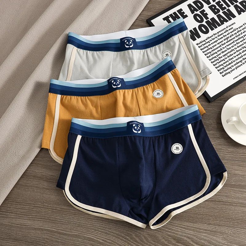3PCS Antibacterial Big U Breathable Crotch Men's Panties 100% Cotton Trendy Underpants High Elastic Waist Boxers Briefs Cotton BoxerShorts Hombre Panties Man Breathable Underpants Sexy Sports Comfort