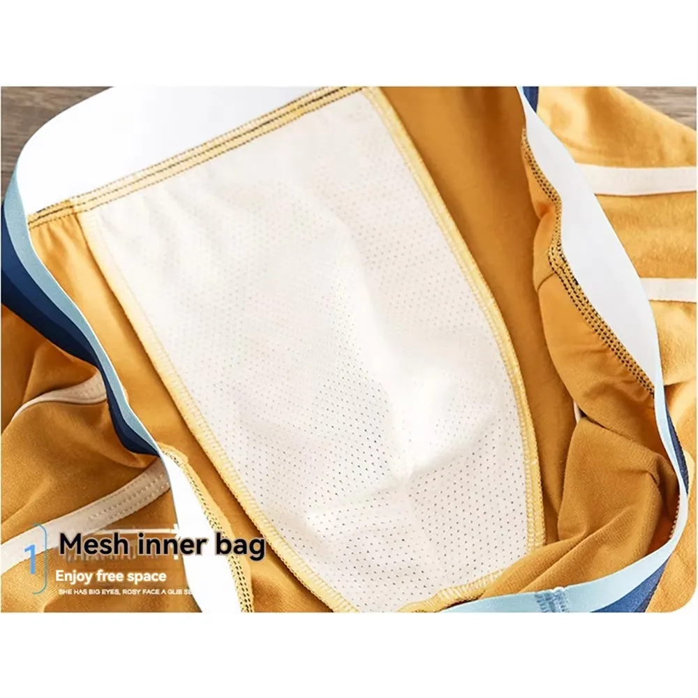 3PCS Antibacterial Big U Breathable Crotch Men's Panties 100% Cotton Trendy Underpants High Elastic Waist Boxers Briefs Cotton BoxerShorts Hombre Panties Man Breathable Underpants Sexy Sports Comfort