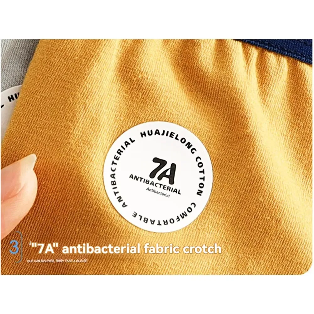 3PCS Antibacterial Big U Breathable Crotch Men's Panties 100% Cotton Trendy Underpants High Elastic Waist Boxers Briefs Cotton BoxerShorts Hombre Panties Man Breathable Underpants Sexy Sports Comfort