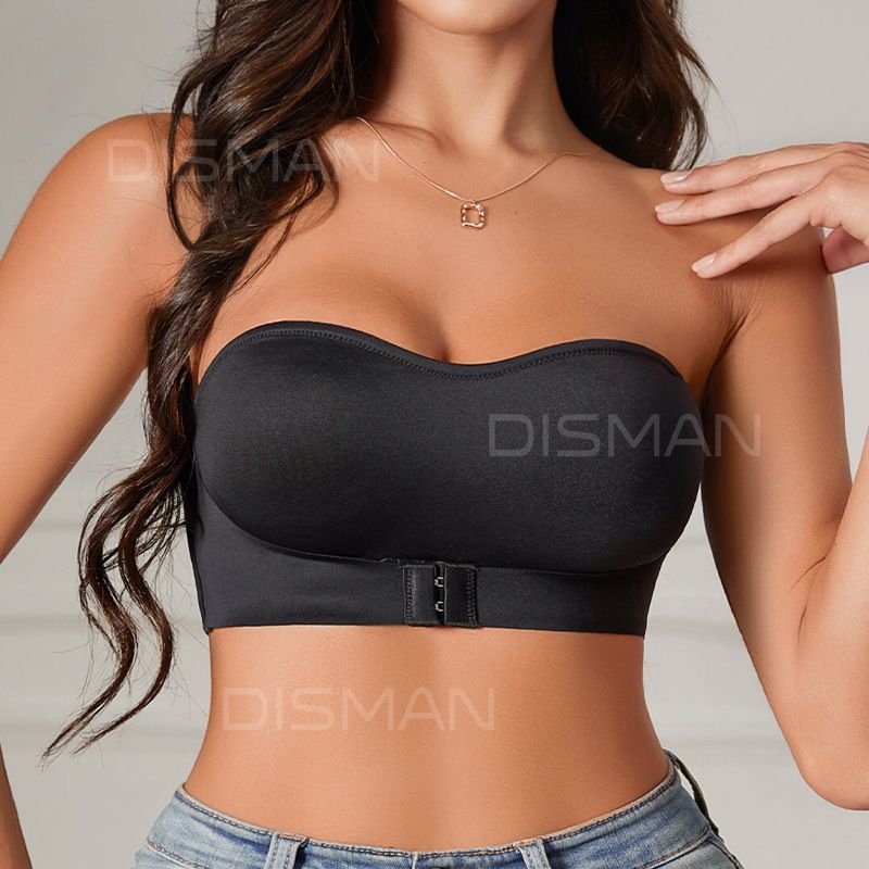 Women's Strapless No Padding Seamless Front Button Bra Comfortable Smooth Underwear Women Strapless Bra Seamless Tube Tops Breathable Wireless Wedding Brassiere Push Up Bras Female Lingerie