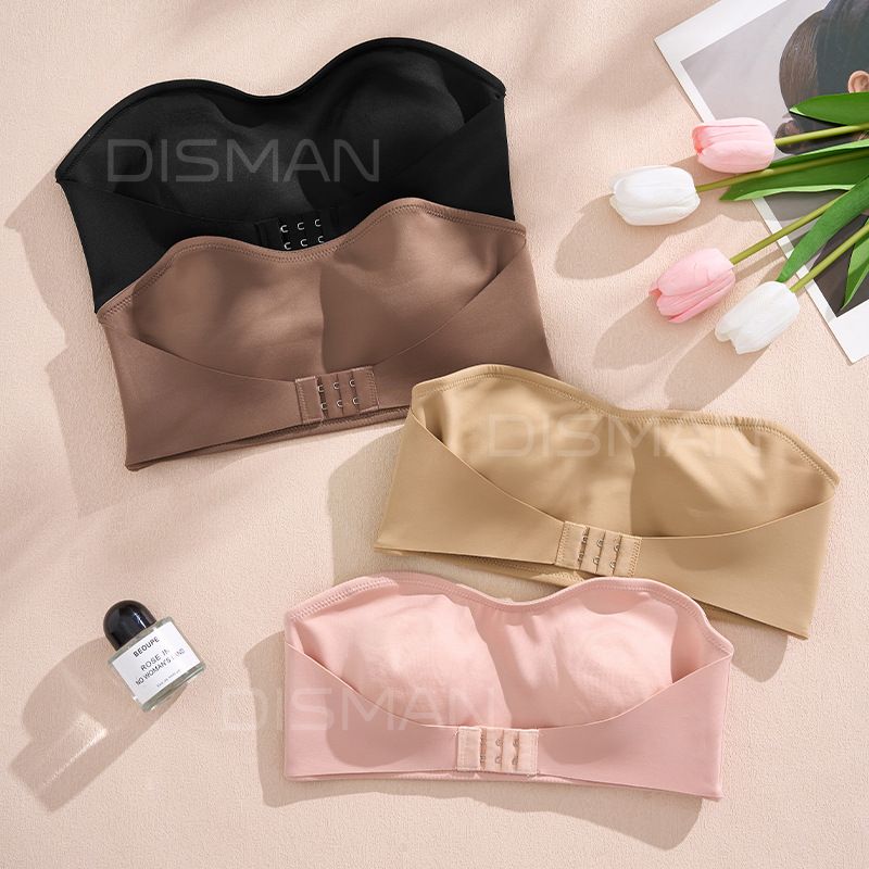 Women's Strapless No Padding Seamless Front Button Bra Comfortable Smooth Underwear Women Strapless Bra Seamless Tube Tops Breathable Wireless Wedding Brassiere Push Up Bras Female Lingerie