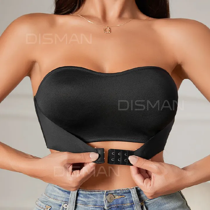 Women's Strapless No Padding Seamless Front Button Bra Comfortable Smooth Underwear Women Strapless Bra Seamless Tube Tops Breathable Wireless Wedding Brassiere Push Up Bras Female Lingerie