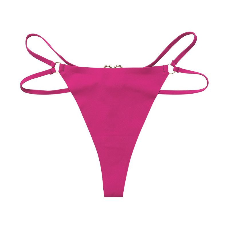 4PCS Iron Ring Sexy Women G String Briefs Ice Silk Panties Girls Underwear Thong Underpants Seamless Lingerie Plus Size Two Belts Hollow Out G-String Thongs Breathable Underwear for Female Solid Color