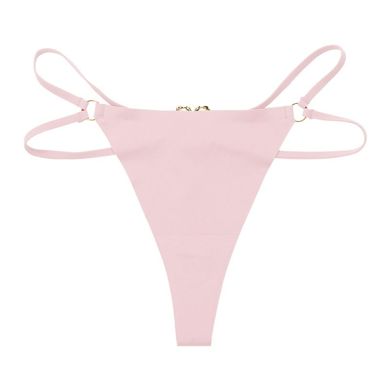 4PCS Iron Ring Sexy Women G String Briefs Ice Silk Panties Girls Underwear Thong Underpants Seamless Lingerie Plus Size Two Belts Hollow Out G-String Thongs Breathable Underwear for Female Solid Color