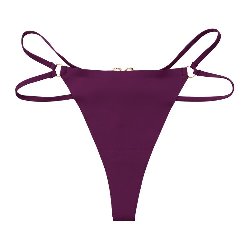 4PCS Iron Ring Sexy Women G String Briefs Ice Silk Panties Girls Underwear Thong Underpants Seamless Lingerie Plus Size Two Belts Hollow Out G-String Thongs Breathable Underwear for Female Solid Color