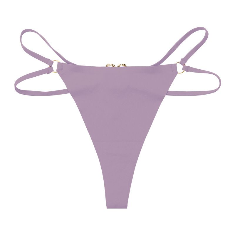 4PCS Iron Ring Sexy Women G String Briefs Ice Silk Panties Girls Underwear Thong Underpants Seamless Lingerie Plus Size Two Belts Hollow Out G-String Thongs Breathable Underwear for Female Solid Color