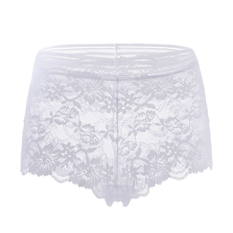 2PCS Female Boxers Underwear Silk Boyshorts Women Transparent Panties Shorts Ladies Perspective Lingerie Lace Transparent Floral Boxers Solid Color Perspective Shorts Hollow Out Ladies Floral Boxers