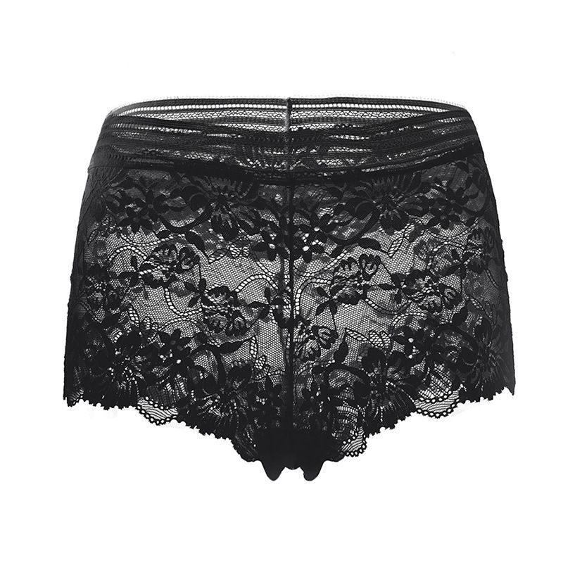 2PCS Female Boxers Underwear Silk Boyshorts Women Transparent Panties Shorts Ladies Perspective Lingerie Lace Transparent Floral Boxers Solid Color Perspective Shorts Hollow Out Ladies Floral Boxers